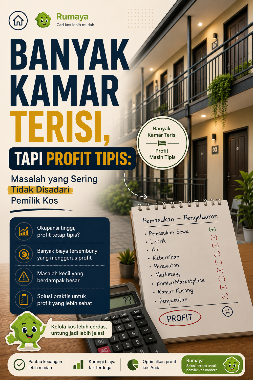 Banyak Kamar Terisi, Tapi Profit Tipis: Masalah yang Sering Tidak Disadari Pemilik Kos